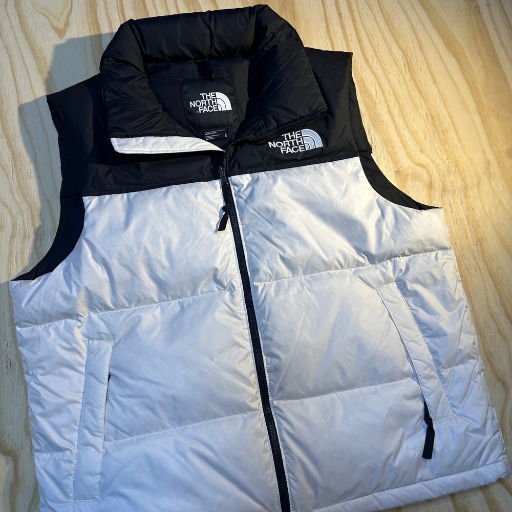 The North Face Men's 1996 Retro Nuptse Down Puffer Vest White Black Size L